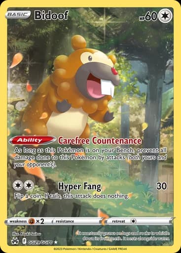 Bidoof #GG29/GG70 Pokémon card