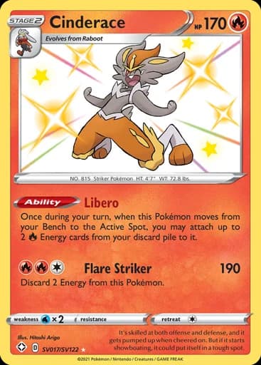 Cinderace #SV017/SV122 Pokémon card