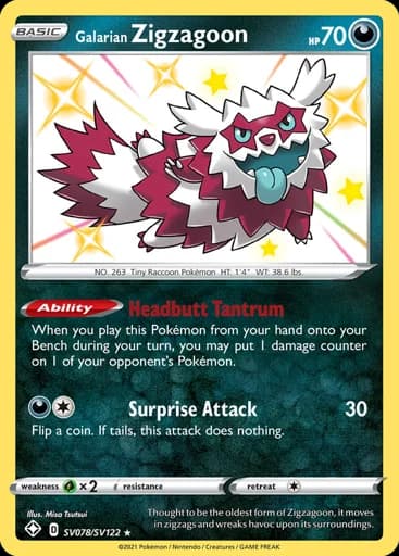 Galarian Zigzagoon #SV078/SV122 Pokémon card